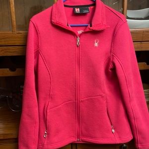 Women Spyder pink fleece jacket large